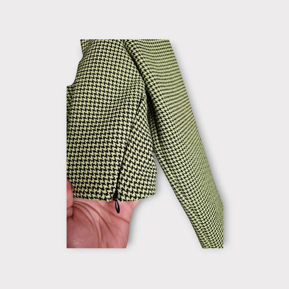 Zara Green Houndstooth Corset Crop Top Square Neck Long Sleeve Y2K Women's Small - Picture 5 of 9